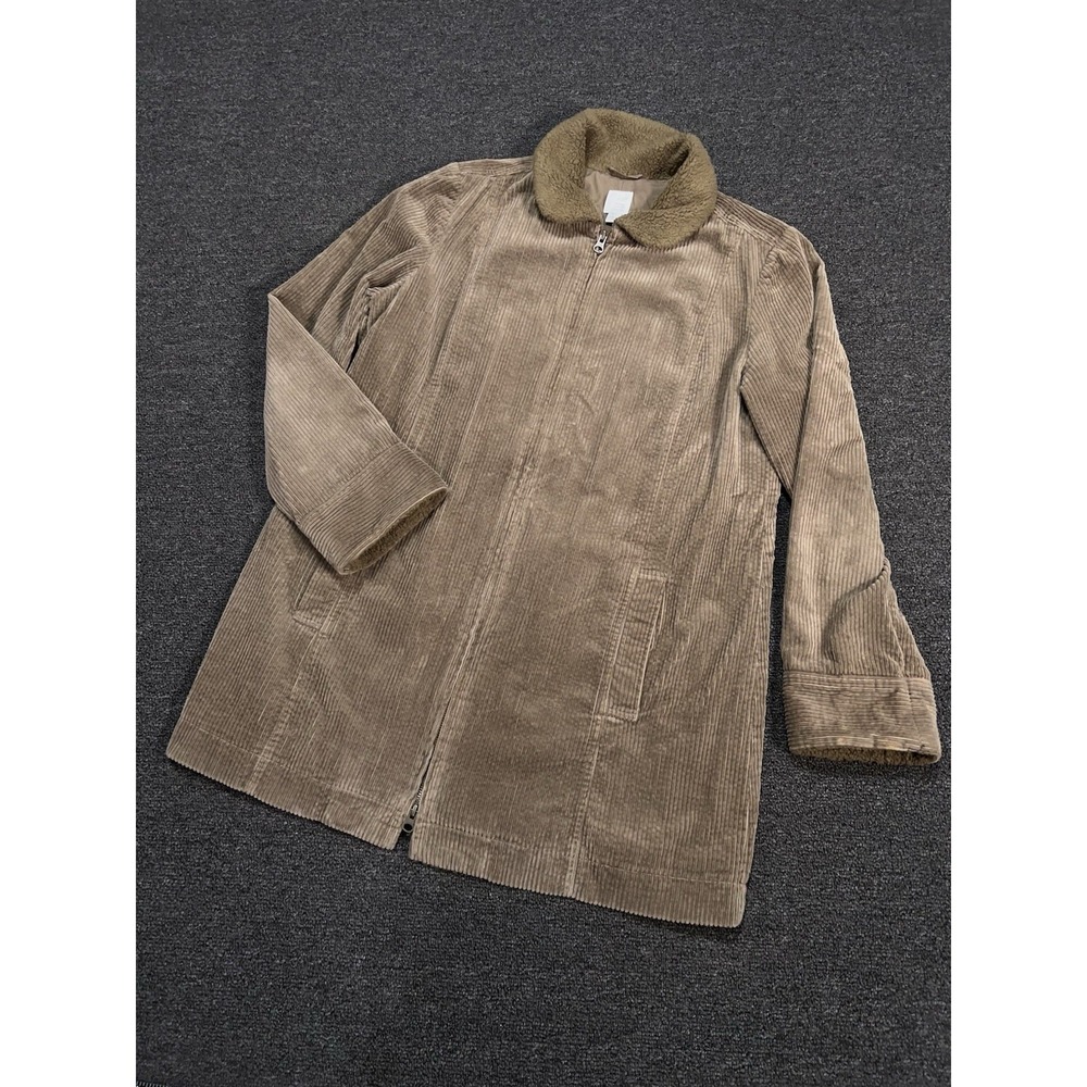 J. Jill Heritage Tumbled‎ Cord Coat Barn Chore Womens Medium Brown Corduroy